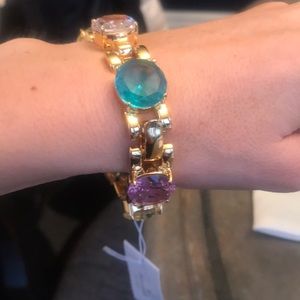 Kate Spade gold bracelet with multi colored stones